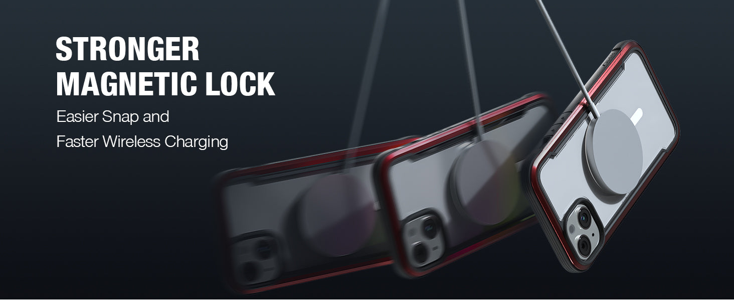 Smartphone cases with enhanced magnetic lock feature for easier attachment and improved wireless charging capability.