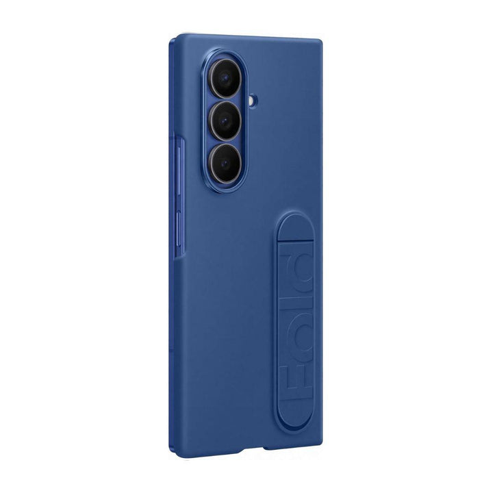 The Samsung Galaxy Fold 7 Silicone Case is a slim, lightweight blue cover for foldable phones with three vertical camera cutouts, a raised "Fold" detail, and soft-touch finish that protects your device’s back and sides.