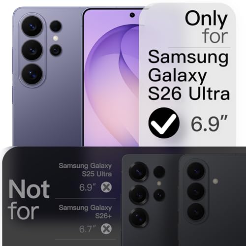 The image shows the MobileTechnica Samsung Galaxy S26 Ultra Case with MagSafe in Heron Purple, labeled "Only for Samsung Galaxy S26 Ultra 6.9''", not for S25 Ultra or S26+. It features a matte finish and a 360° ring stand.