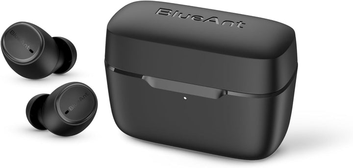 BlueAnt Pump Air Lite 2 Wireless in Ear Buds, 7mm Drivers with Big Bass, Clear Calls, IP55 Sweatproof, 26 Hours Playback, Lightweight 4g per Bud, 3 Sizes of Comfortseal Tips, Black/White (Black)
