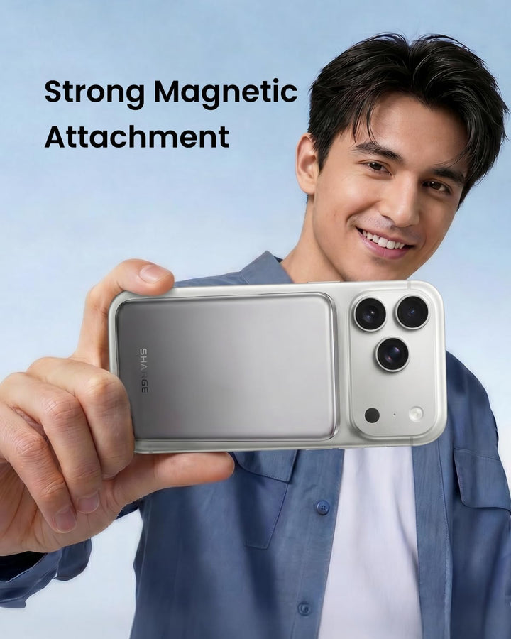 sharge Ultra Magnetic Power Bank 5000mAh, Qi2 15W Wireless Portable Charger, Fast Charging Snap-On Battery Pack for iPhone 17/16 Series