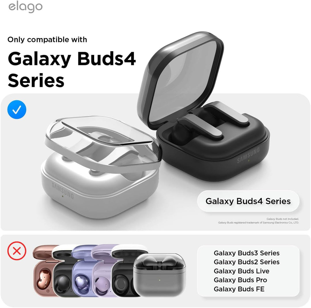 elago AW5 Case Compatible with Samsung Galaxy Buds 4 Pro & Galaxy Buds 4 Case, Classic Game Player Design Cover with Carabiner, Full Protection, Headphone Accessories, for Men, for Women (Light Grey)