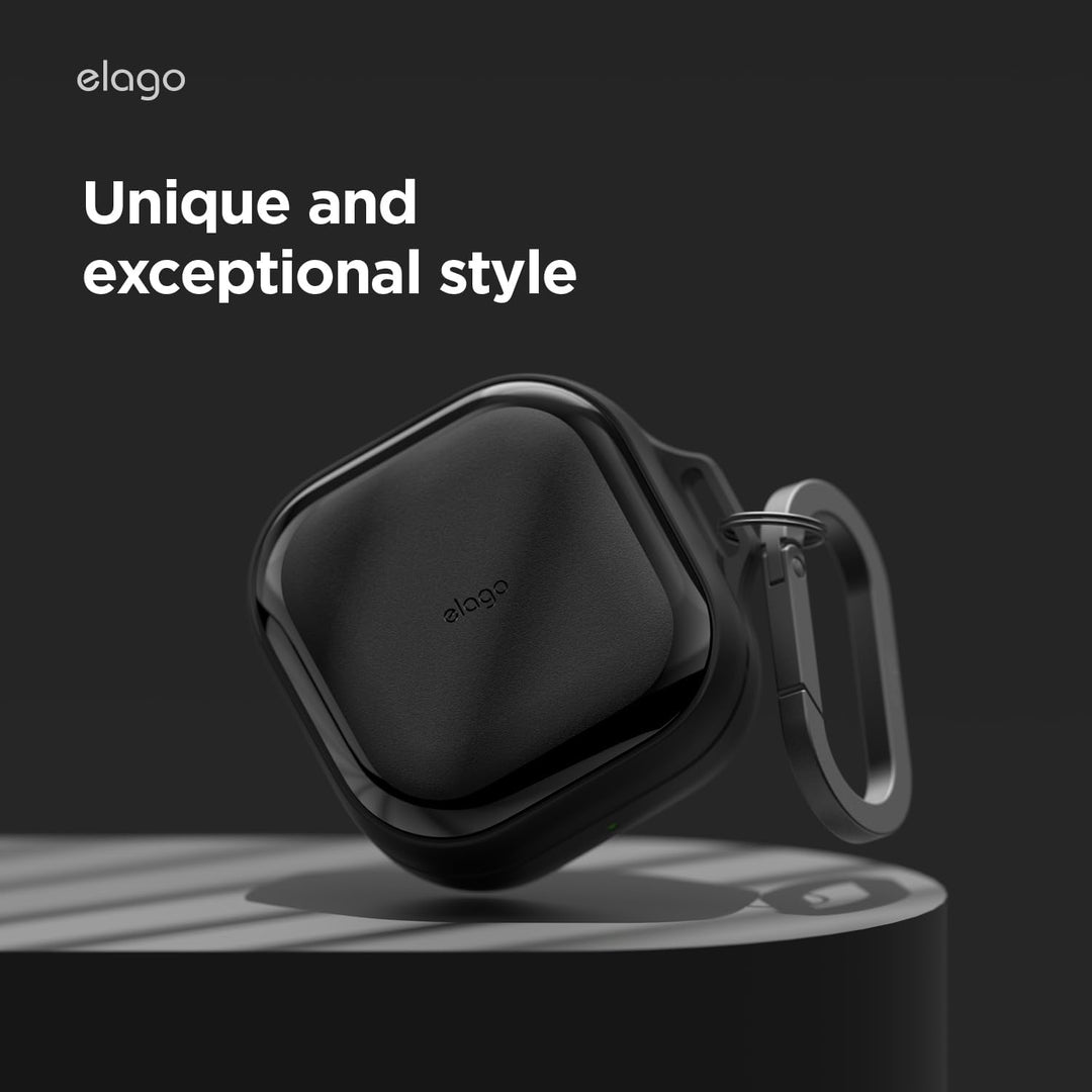 elago EDC Case Compatible with Samsung Galaxy Buds 4 Pro Case & Galaxy Buds 4 Case, Carabiner Included, Premium TPU Cover, Wireless Charging, Headphone Accessories, for Men, for Women (Black)