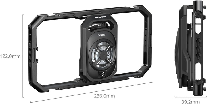SmallRig Universal Hyper Chill Cooling Phone Cage for iPhone/Android, with 15W Active Cooler & 2-in-1 USB-C Adapter & Power Bank Holder, Compatible 2.5-3.1" Phones, Live Streaming Video Shooting-5275