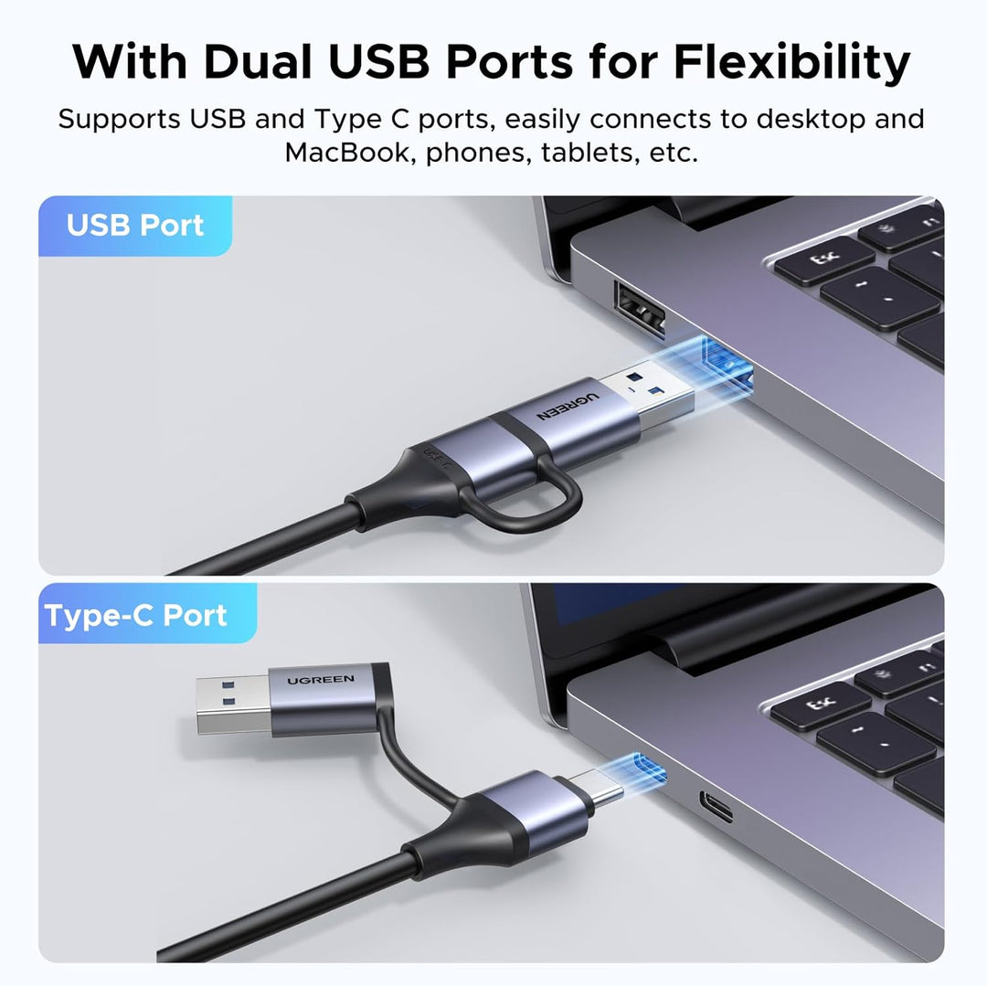 UGREEN 2K@30Hz Video Capture Card HDMI to USB 3.0 and USB C, Full HD 4K 30Hz Input with Low Latency for Capture Video and Audio Recording Compatible with Switch/Xbox/PS5/ TV Stick/PC/Camera
