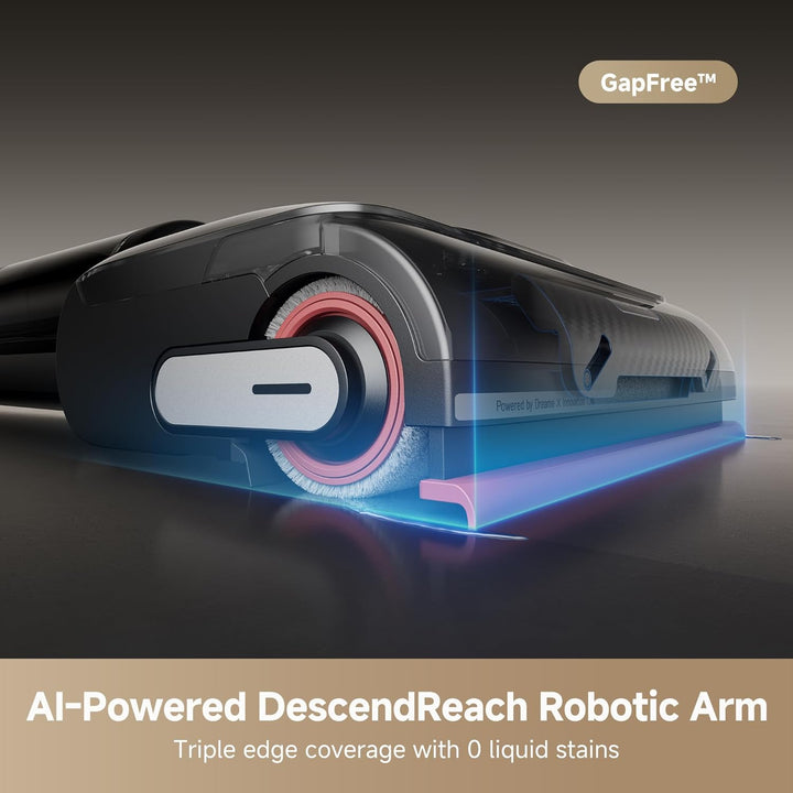 dreame H15 Cordless Wet Dry Vacuum Cleaner 21,000 Pa Suction, AI DescendReach Robotic Arm, Triple Edge,Tangle Cut Hair 180° Lie-Flat Reach, 100℃ Self-Cleanning,90℃ Quiet Drying 5min,Extended Runtime