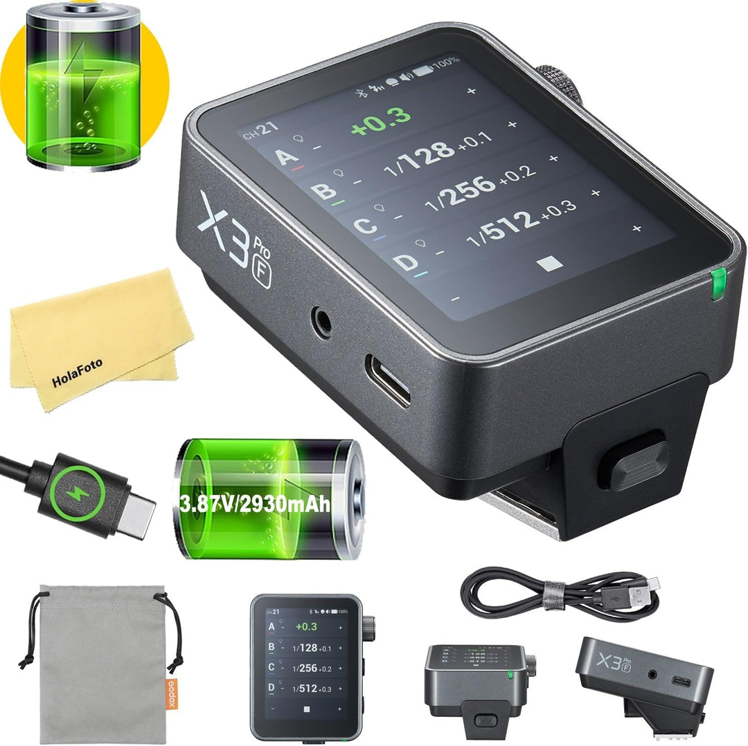 GODOX X3 PRO F X3PRO F 2.4G TTL Wireless Flash Trigger for Fuji Fujifilm Cameras,3.87V/2930mAh,2.4" LCD Touch Screen,Shutter Control,Bluetooth&APP Control,2.4GHz Wireless X System,X3-F Upgrade Version