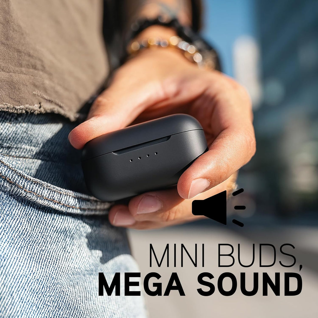 BlueAnt Pump Air Micro True Wireless in Ear Buds, Lightweight 4g Design, Compact Charging Case, Powerful Sound, IP54 Sweatproof/Splashproof, All-Day Battery Life, 6mm Driver, 30hrs Playtime, Black