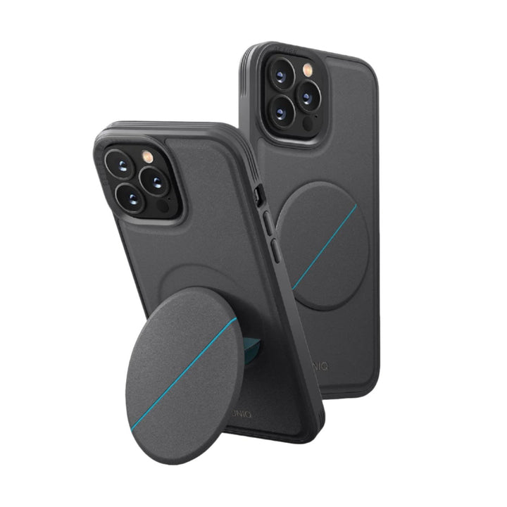 UNIQ iPhone 14 Pro / Grey iPhone 14 Standing Case with Grip Holder - UNIQ Novo