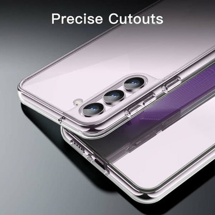 Introducing the Urban Samsung Galaxy S23 FE Clear Case by Urban, featuring precise cutouts for the camera and buttons. Specifically designed for the Samsung Galaxy S23 FE, this case supports wireless charging and seamlessly accommodates the model's triple rear cameras.