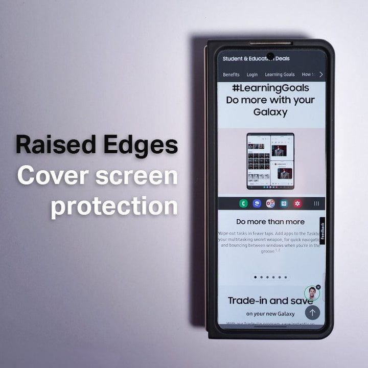 Urban Samsung Galaxy Z Fold 5 Kickstand Case with Pen Holder raised edges cover screen protection with wireless charging compatibility.